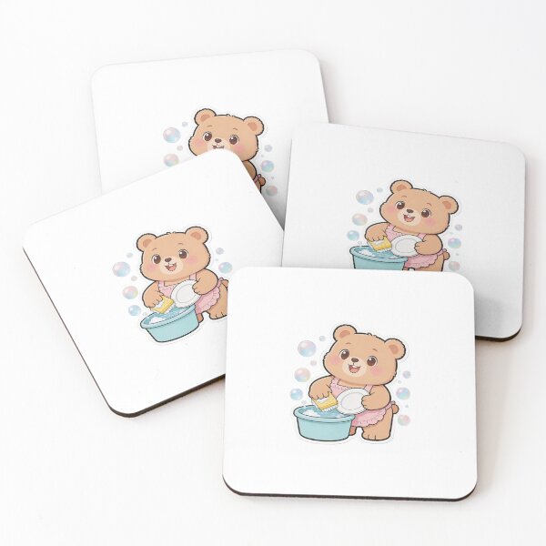 Item preview, Cute Bear Washing Dishes Sticker| Kawaii Cleaning Cartoon Bear  designed and sold by carestazafeli.