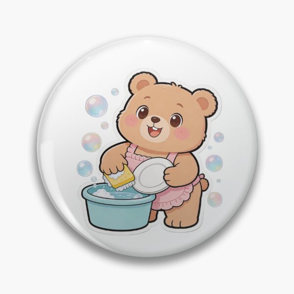 Item preview, Cute Bear Washing Dishes Sticker| Kawaii Cleaning Cartoon Bear  designed and sold by carestazafeli.