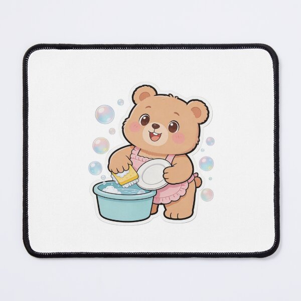 Item preview, Cute Bear Washing Dishes Sticker| Kawaii Cleaning Cartoon Bear  designed and sold by carestazafeli.