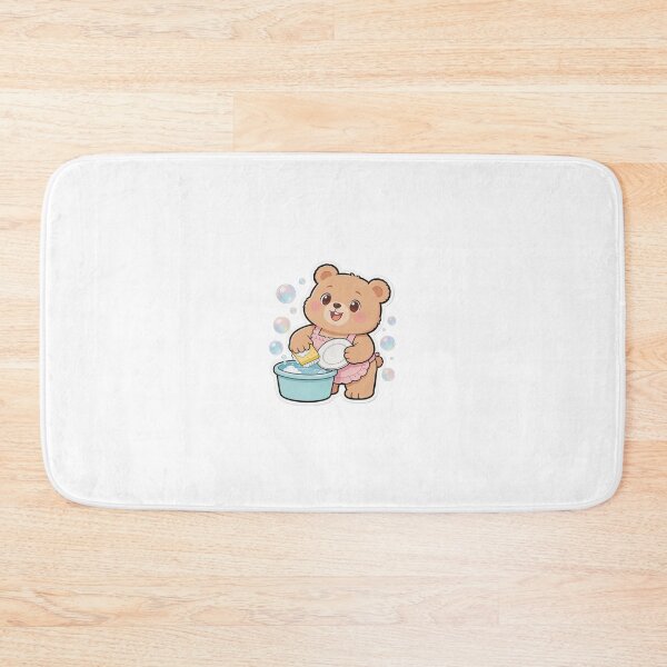 Item preview, Cute Bear Washing Dishes Sticker| Kawaii Cleaning Cartoon Bear  designed and sold by carestazafeli.