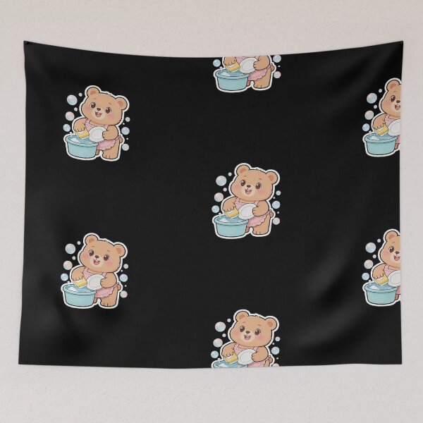 Item preview, Cute Bear Washing Dishes Sticker| Kawaii Cleaning Cartoon Bear  designed and sold by carestazafeli.