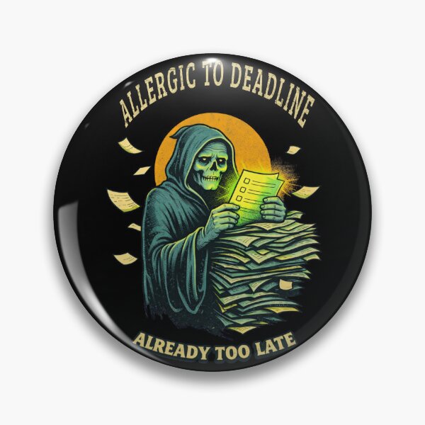 Item preview, Allergic to Deadlines Grim Reaper Shirt – Funny Work Procrastination Vintage Horror Tee designed and sold by Mythic Ink Studio.
