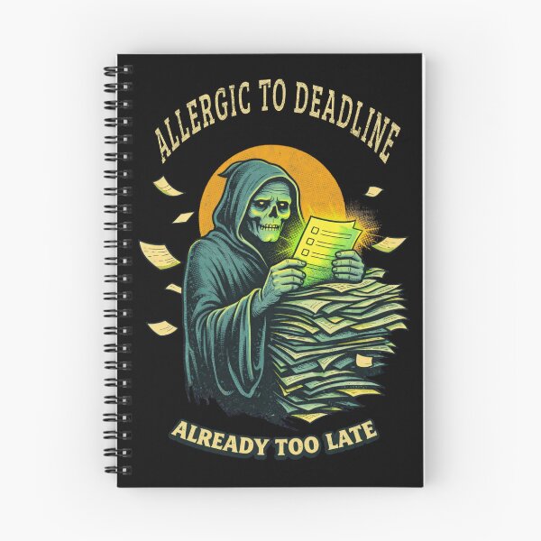 Item preview, Allergic to Deadlines Grim Reaper Shirt – Funny Work Procrastination Vintage Horror Tee designed and sold by Mythic Ink Studio.