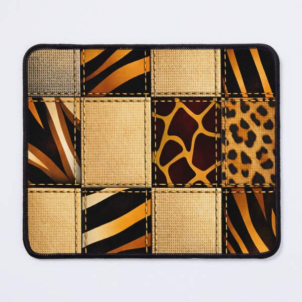 Item preview, Safari Animal Print Patchwork Pattern Rustic Textile Art Print designed and sold by Kaleidoscope Print.