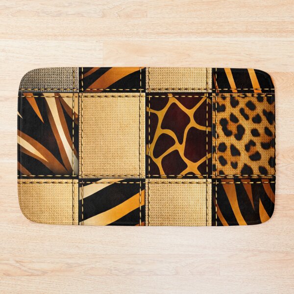 Item preview, Safari Animal Print Patchwork Pattern Rustic Textile Art Print designed and sold by Kaleidoscope Print.