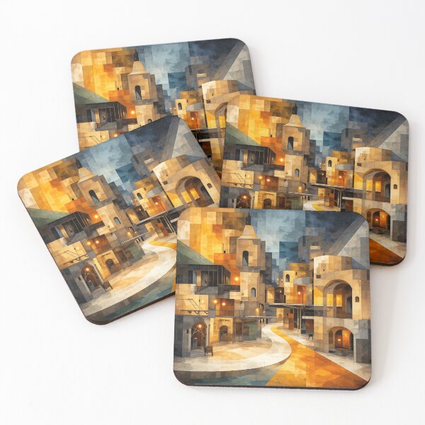 Item preview, Mediterranean Cubist Cityscape Abstract Architectural Wall Art Print designed and sold by Kaleidoscope Print.