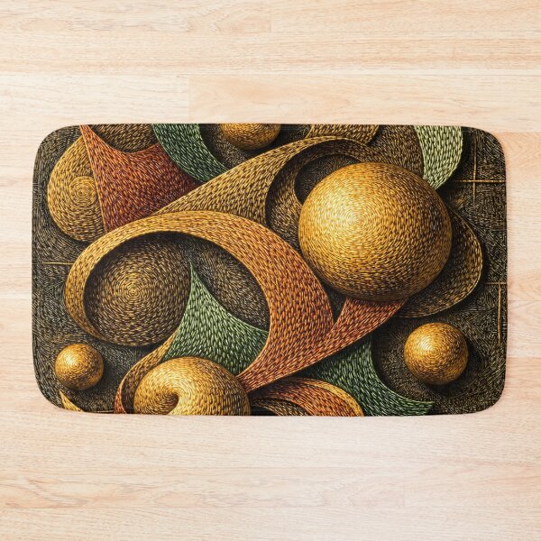 Item preview, Woven Abstract Spiral Shapes Golden Textured Geometric Art Print designed and sold by Kaleidoscope Print.