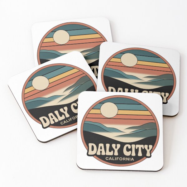 Item preview, Daly City California: Retro Landscape Sunset Badge designed and sold by CircinusStore.
