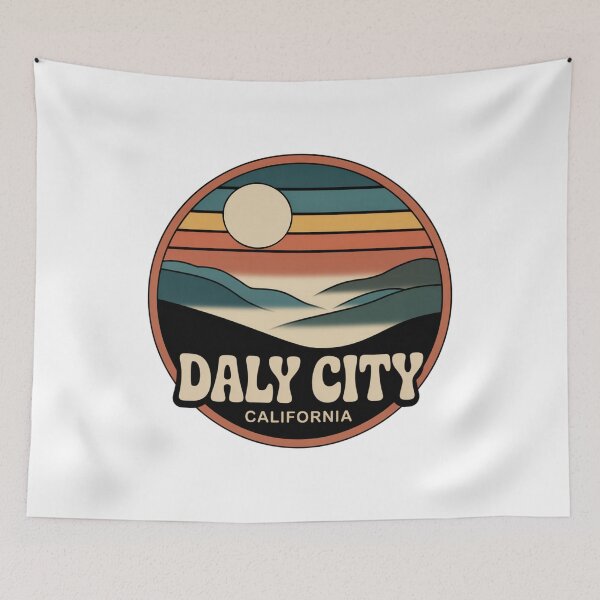 Item preview, Daly City California: Retro Landscape Sunset Badge designed and sold by CircinusStore.