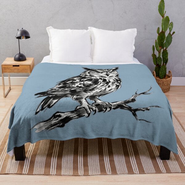 Item preview, Great Horned Japanese Wisdom Owl on a Branch designed and sold by SakuraMarket26.