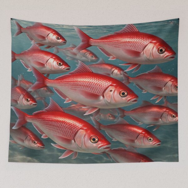 Item preview, Red Snapper School Underwater Ocean Life Coastal Wall Art Print designed and sold by Kaleidoscope Print.