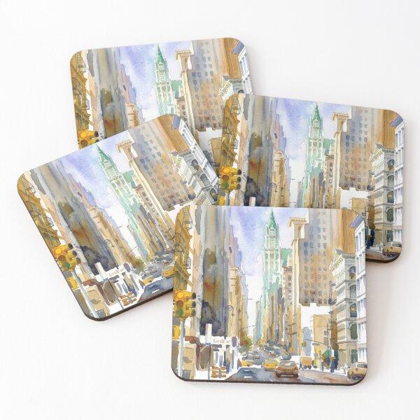 Item preview, NYC Avenue Yellow Cabs Watercolor designed and sold by caracatita75.