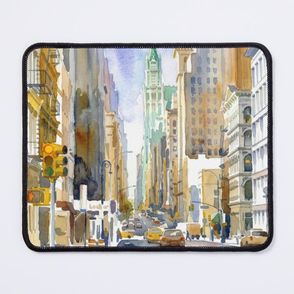 Item preview, NYC Avenue Yellow Cabs Watercolor designed and sold by caracatita75.
