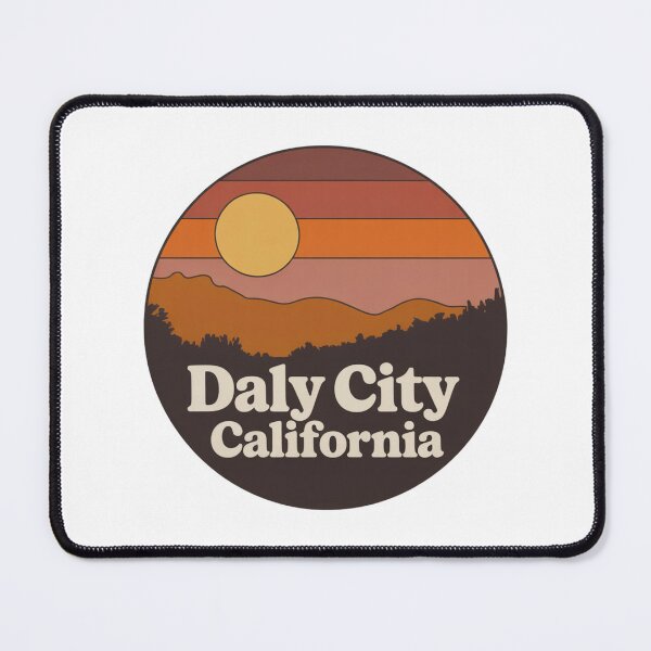 Item preview, Daly City California: Retro Mountain Sunset Badge designed and sold by CircinusStore.