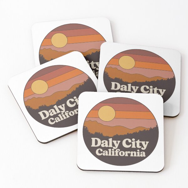 Item preview, Daly City California: Retro Mountain Sunset Badge designed and sold by CircinusStore.