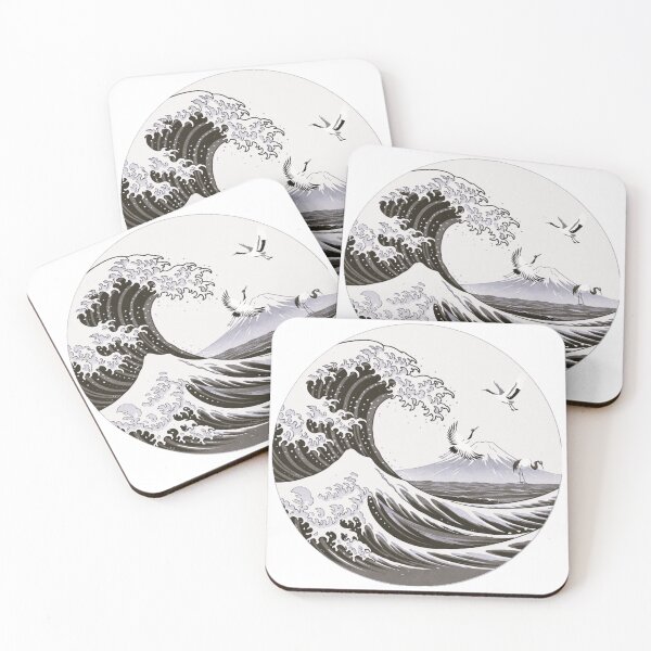Item preview, Vintage Japanese Ukiyo-e Wave and Cranes designed and sold by SakuraMarket26.