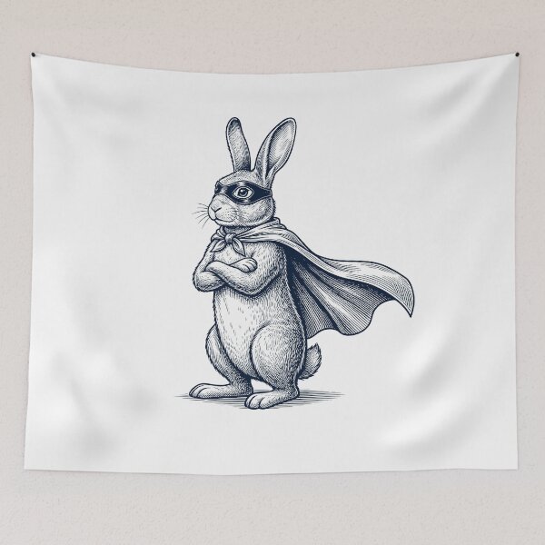 Item preview, Vintage Rabbit Hero Superhero Animal Lover designed and sold by DoodleTortle.
