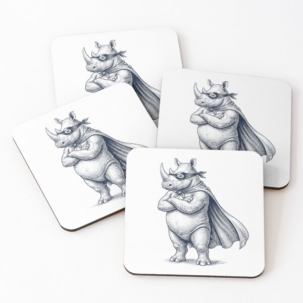 Item preview, Vintage Rhino Hero Superhero Animal Lover designed and sold by DoodleTortle.
