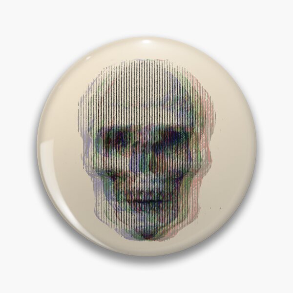 Artikelvorschau, Glitch-Schädel mit vertikalen Scanlinien | Digitale menschliche Verzerrungen entworfen und verkauft von MikZviagin.