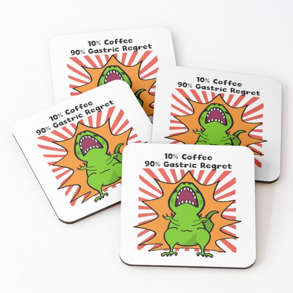 Item preview, 10% Coffee, 90% Gastric Regret Dinosaur Funny Acid Reflux Tee designed and sold by penpen designs.