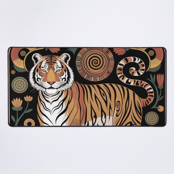 Item preview, Klimt Inspired Tiger Totem – Gold Ornamental Wildlife Art Nouveau Design designed and sold by Tamas Das.