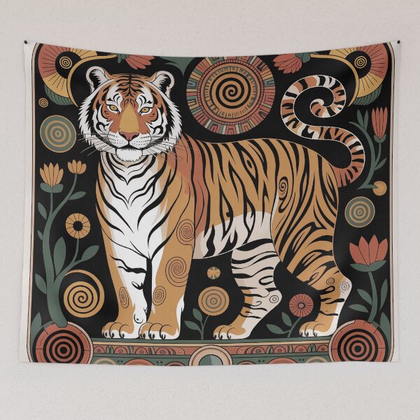 Item preview, Klimt Inspired Tiger Totem – Gold Ornamental Wildlife Art Nouveau Design designed and sold by Tamas Das.
