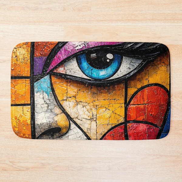 Item preview, Colorful Cubist Woman Face Mosaic Abstract Portrait Art Print designed and sold by Kaleidoscope Print.