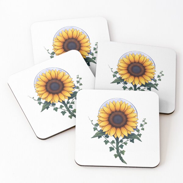 Artikelvorschau, Sonnenblumenblüte im Mondlicht, winzige Efeuzweige entworfen und verkauft von pumsquare.