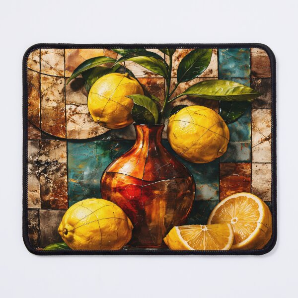 Item preview, Lemon Still Life Mosaic Art Mediterranean Citrus Kitchen Print designed and sold by Kaleidoscope Print.