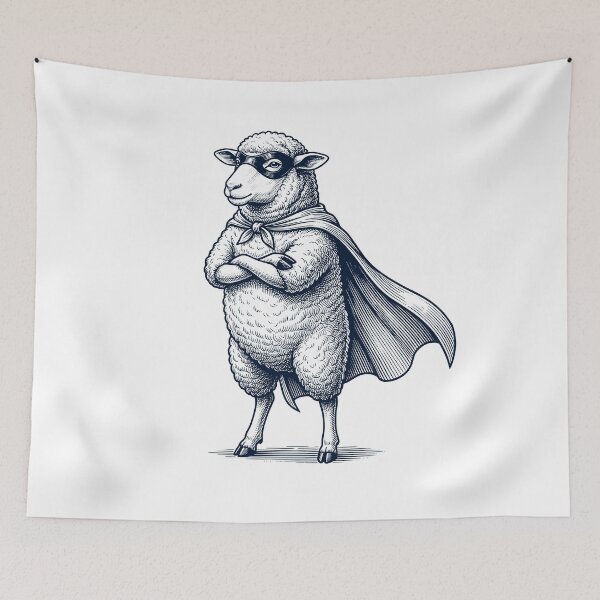 Item preview, Vintage Sheep Hero Superhero Animal Lover designed and sold by DoodleTortle.