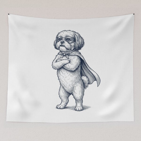 Item preview, Vintage Shih Tzu Hero Superhero Dog Lover designed and sold by DoodleTortle.