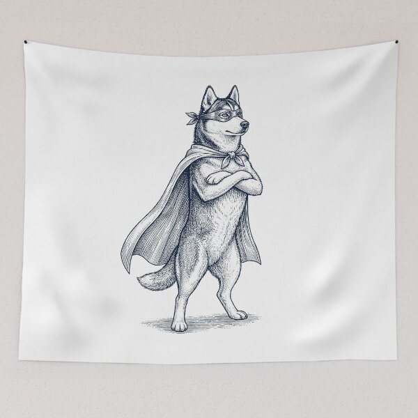 Item preview, Vintage Siberian Husky Hero Superhero Dog Lover designed and sold by DoodleTortle.