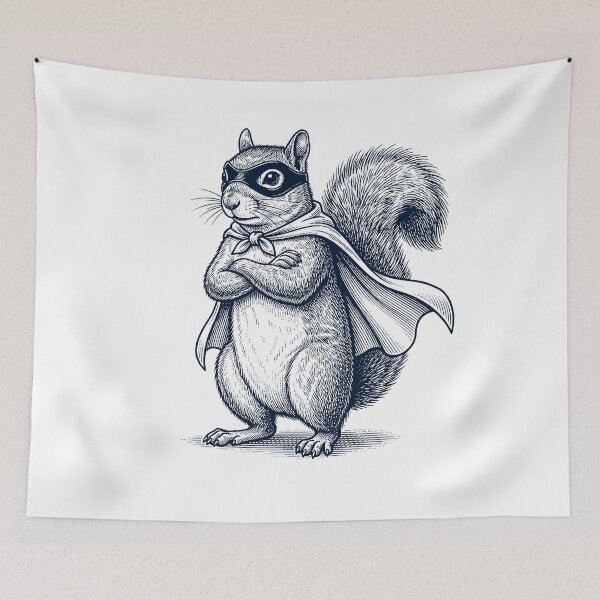 Item preview, Vintage Squirrel Hero Superhero Animal Lover designed and sold by DoodleTortle.