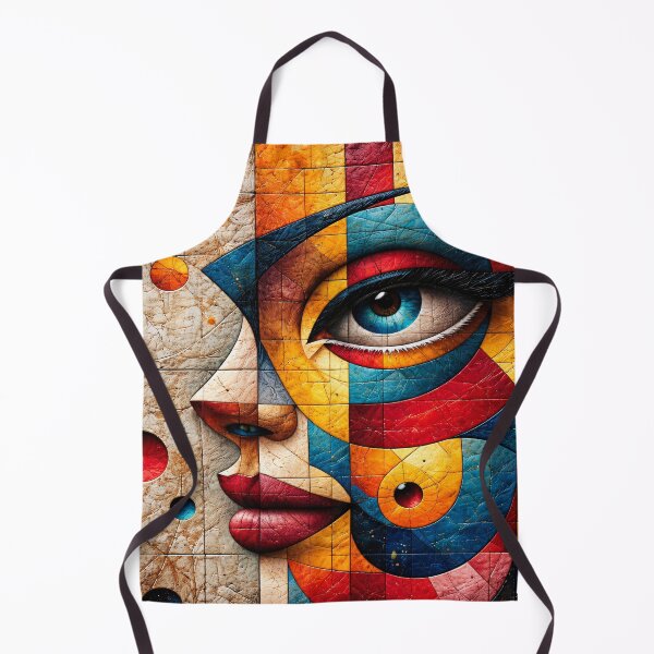 Item preview, Colorful Cubist Woman Face Mosaic Abstract Portrait Print designed and sold by Kaleidoscope Print.