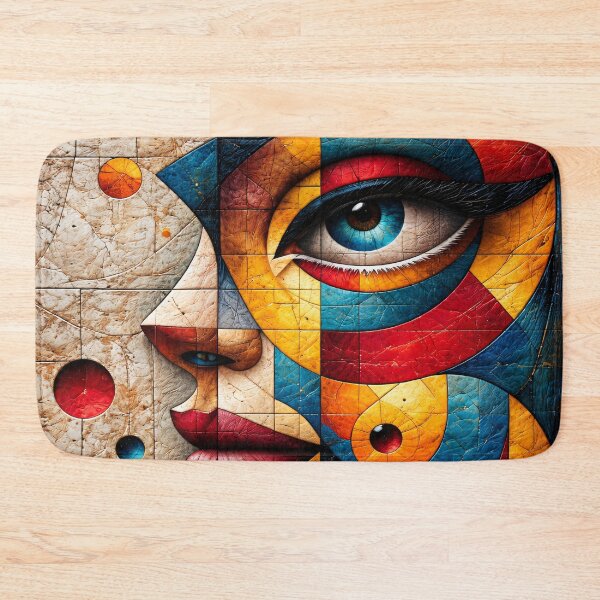 Item preview, Colorful Cubist Woman Face Mosaic Abstract Portrait Print designed and sold by Kaleidoscope Print.