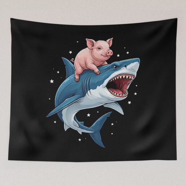 Item preview, Funny Pig Riding Shark Animal Lover designed and sold by TerryConnells.