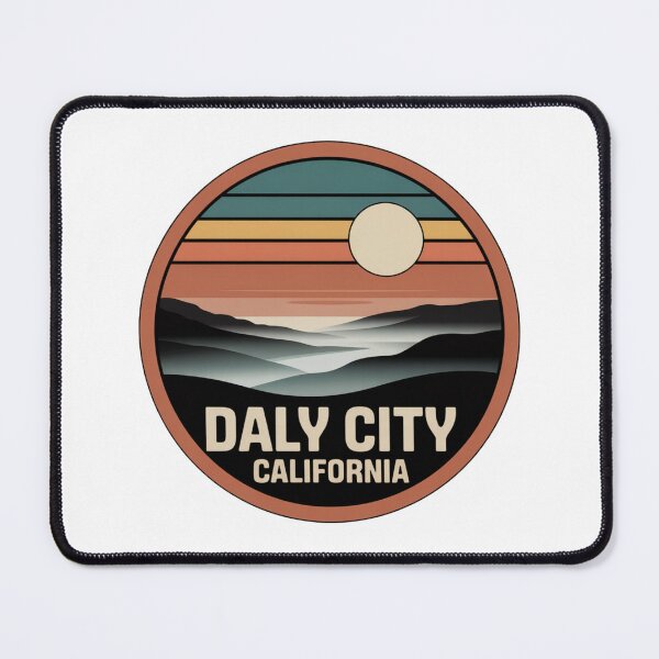 Item preview, Daly City California: Retro Mountain Landscape Badge designed and sold by CircinusStore.