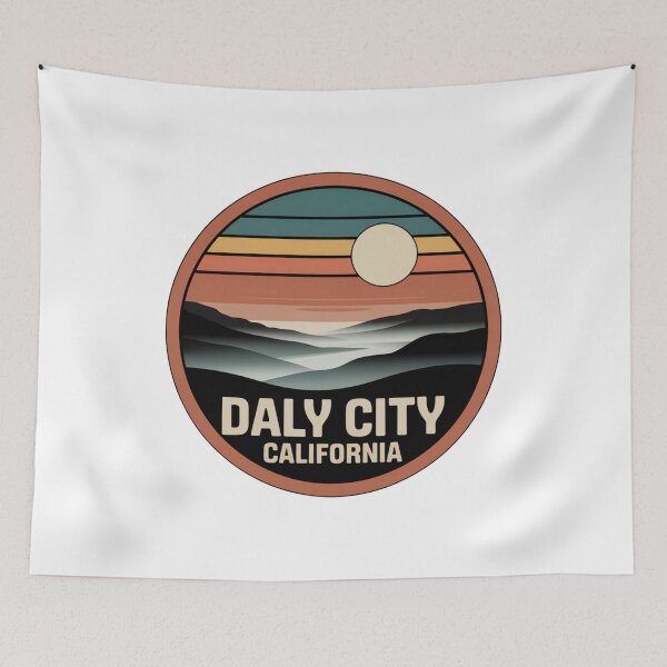 Item preview, Daly City California: Retro Mountain Landscape Badge designed and sold by CircinusStore.