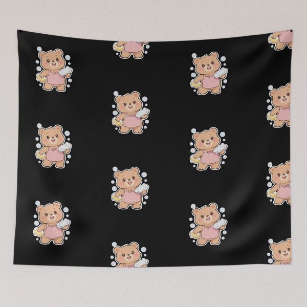 Item preview, Cute Bear Washing Dishes Sticker| Kawaii Cleaning Bear Cartoon  designed and sold by carestazafeli.