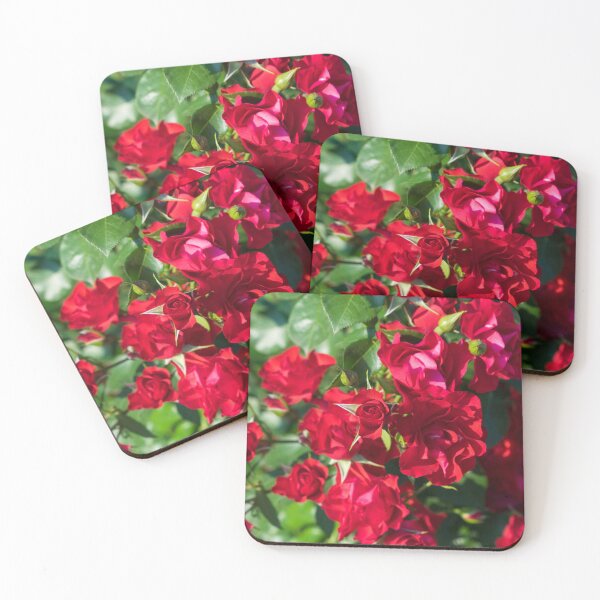 Item preview, Vibrant Carmine Red Blooming Roses designed and sold by Georgia Mizuleva.
