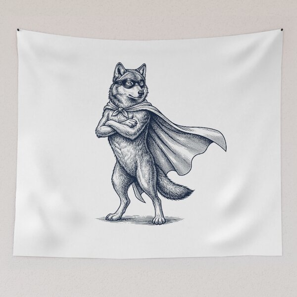 Item preview, Vintage Wolf Hero Superhero Animal Lover designed and sold by DoodleTortle.