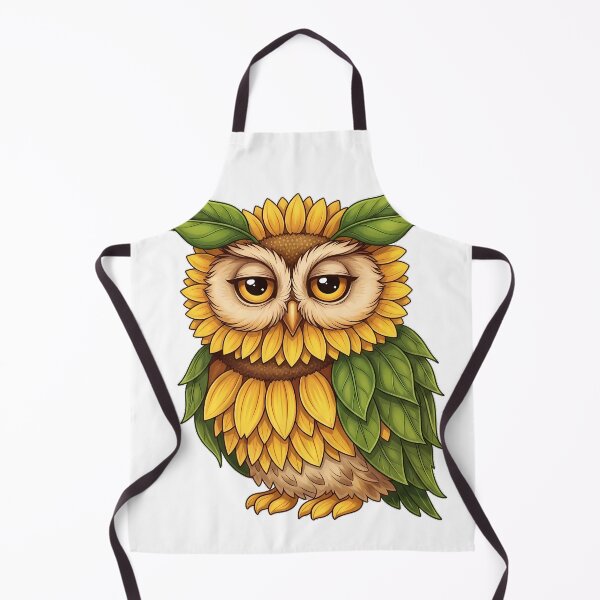 Item preview, Sunflower Owl Sleepy Amber Eyes Green Leaf Tufts designed and sold by pumsquare.