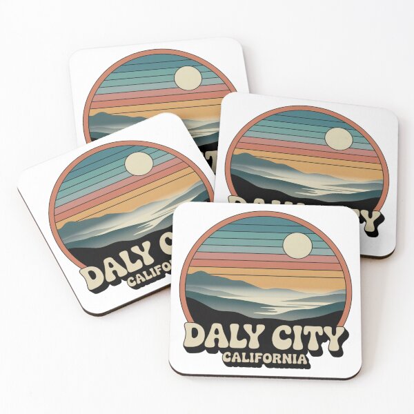 Item preview, Daly City California: Retro Sunset Ocean Hills Badge designed and sold by CircinusStore.