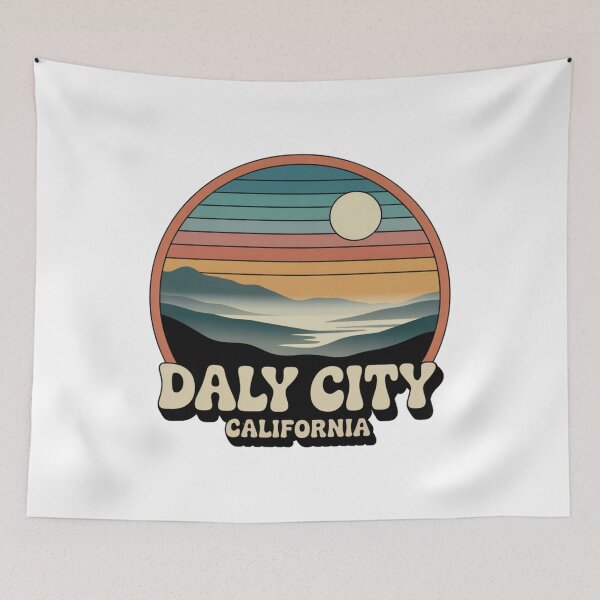 Item preview, Daly City California: Retro Sunset Ocean Hills Badge designed and sold by CircinusStore.