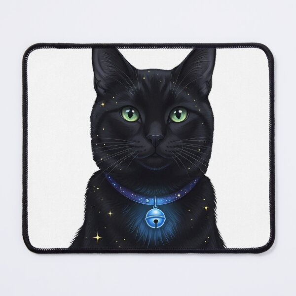 Item preview, Black Cat Blue Moon Bell Tiny Gold Stars designed and sold by pumsquare.