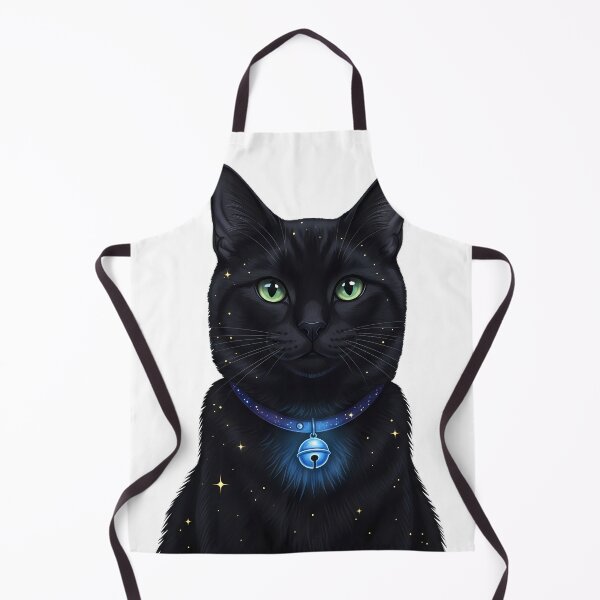 Item preview, Black Cat Blue Moon Bell Tiny Gold Stars designed and sold by pumsquare.