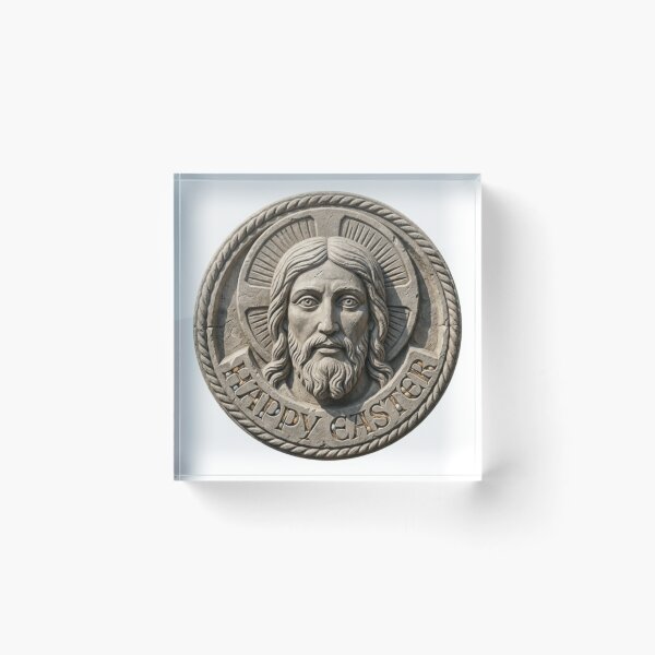 Item preview, Medieval Jesus Stone Relief Happy Easter Poster designed and sold by Imaginarium of Chaos falcon88 .