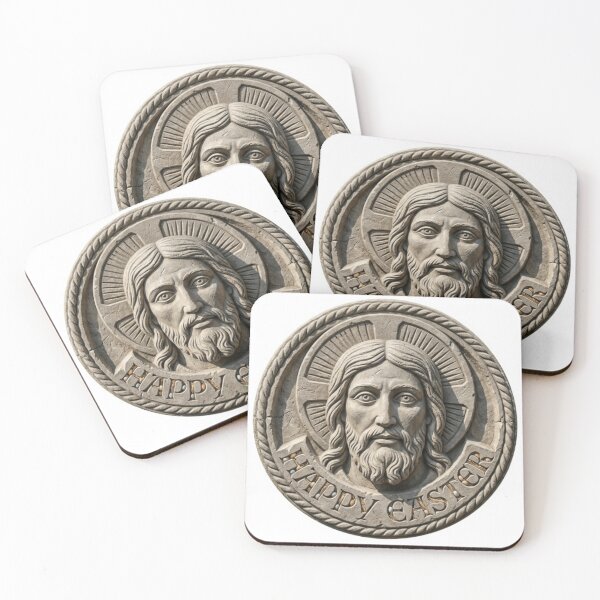 Item preview, Medieval Jesus Stone Relief Happy Easter Poster designed and sold by Imaginarium of Chaos falcon88 .