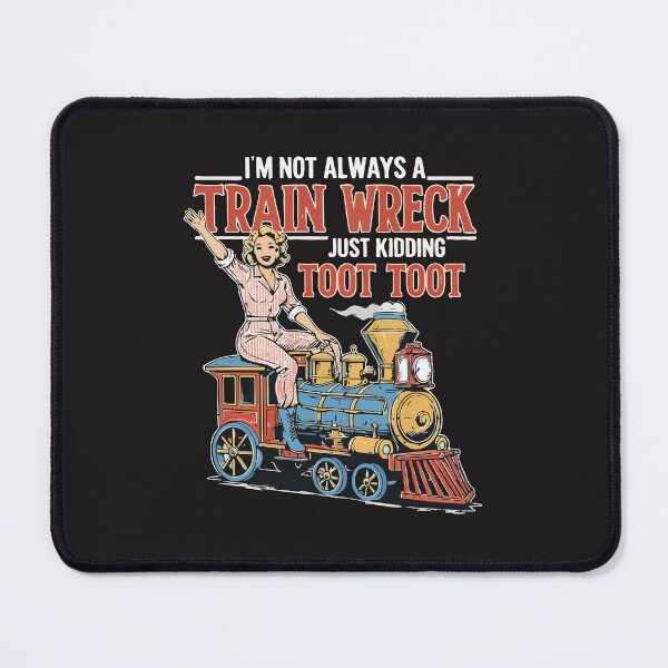 Item preview, Funny Train Wreck Toot Toot Self Deprecating Humor Retro Mental Health Design designed and sold by kiralynstration.