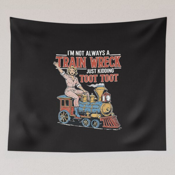 Item preview, Funny Train Wreck Toot Toot Self Deprecating Humor Retro Mental Health Design designed and sold by kiralynstration.